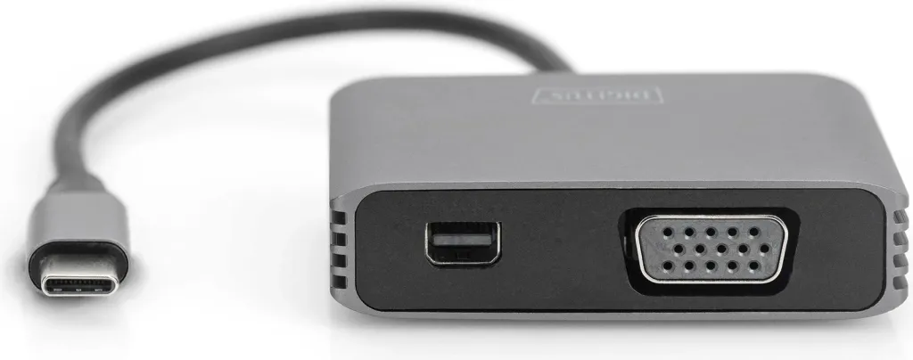 Adapter Digitus mini DP + VGA, 20cm, 4K/30Hz, alumini, argjendtë - 3