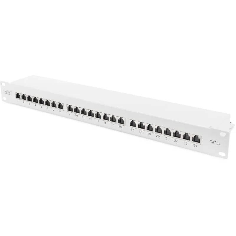 Patchpanel Digitus 24-port Cat6a, 1U, i mbrojtun, gri - 1