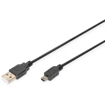 Kabllo USB DIGITUS / USB 2.0 / A – Mini B / 3.0 m – Zezë