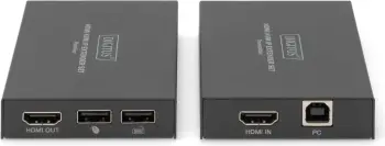HDMI KVM IP Extender Set Digitus, 1920x1200, transmetues & pranues, 150m, me kabllo, e zezë