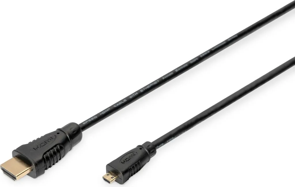 Kabllo HDMI Digitus High Speed 1m, Type D (Micro) në Type A (Standard), 4K, 3D, e zezë - 1