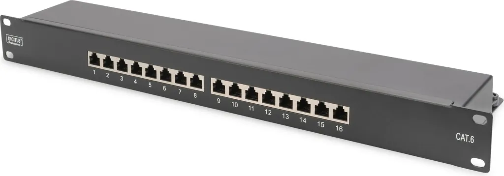 Patchpanel Digitus 16-portë Cat6, 1U, i zi - 1