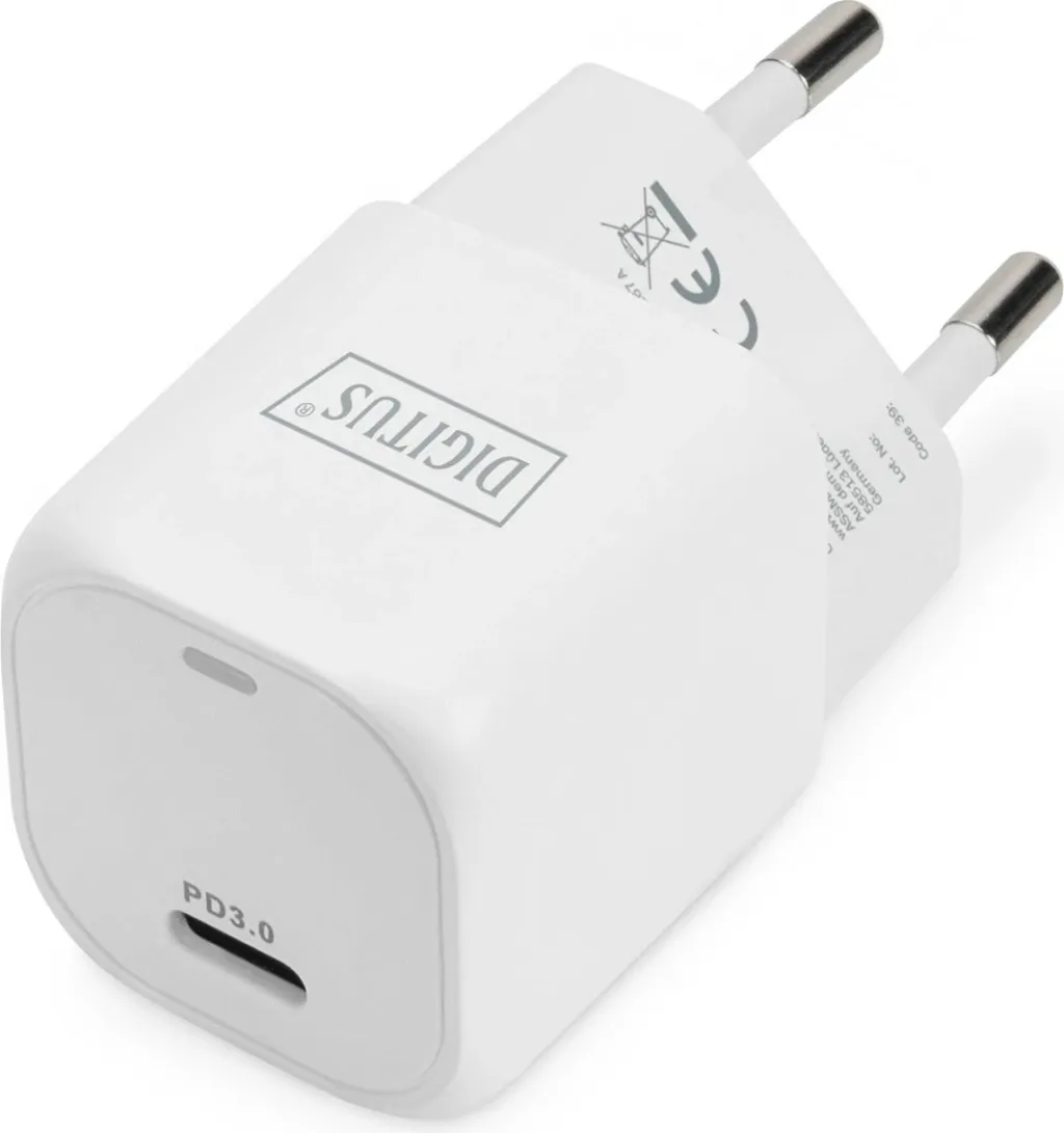 Karikues mini Digitus USB-C 20W PD 3.0, i bardhë - 1