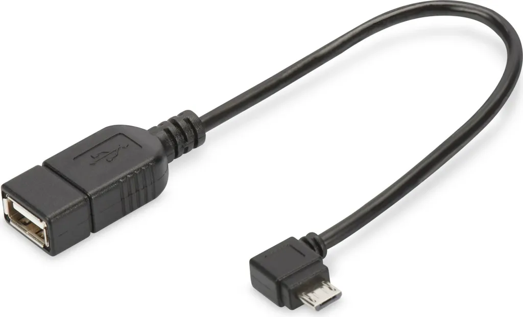 Adapter USB OTG Digitus, micro USB B në USB A, 0.15m, zi - 1