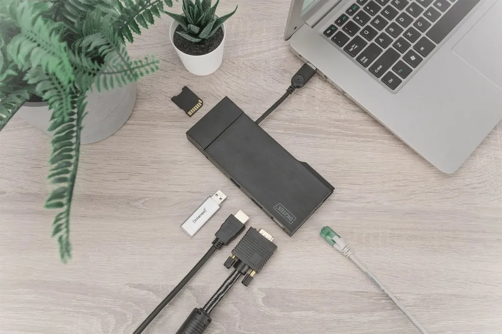 Docking station USB Digitus DA-70894, HDMI VGA, Gigabit Ethernet, gri - 2