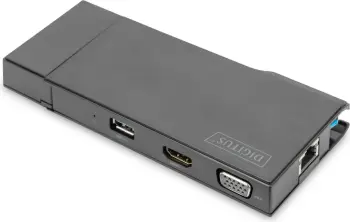 Docking station USB Digitus DA-70894, HDMI VGA, Gigabit Ethernet, gri