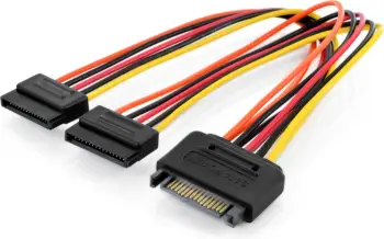 Kabllo Digitus SATA 15-pin - SATA 15-pin x2, 0.3m, shumë-ngjyrëshe