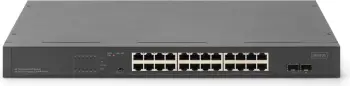 Switch Digitus 24-port Gigabit, unmanaged, PoE, rack 1U, zi