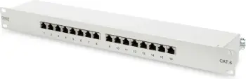 Patchpanel Digitus 16 portë CAT6, i bardhë