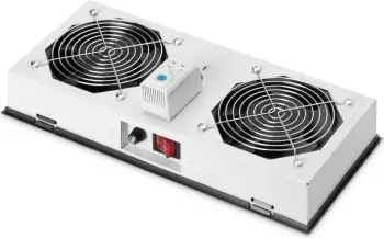 Modul ventilatori Digitus për kasë rrjeti 19", 2 ventilatorë, termostat, gri