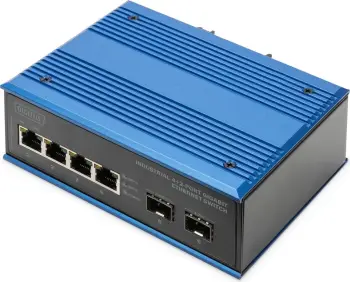Switch industrial Digitus DN-651148, 4+2 porta Gigabit, metal, IP40, DIN rail, blu