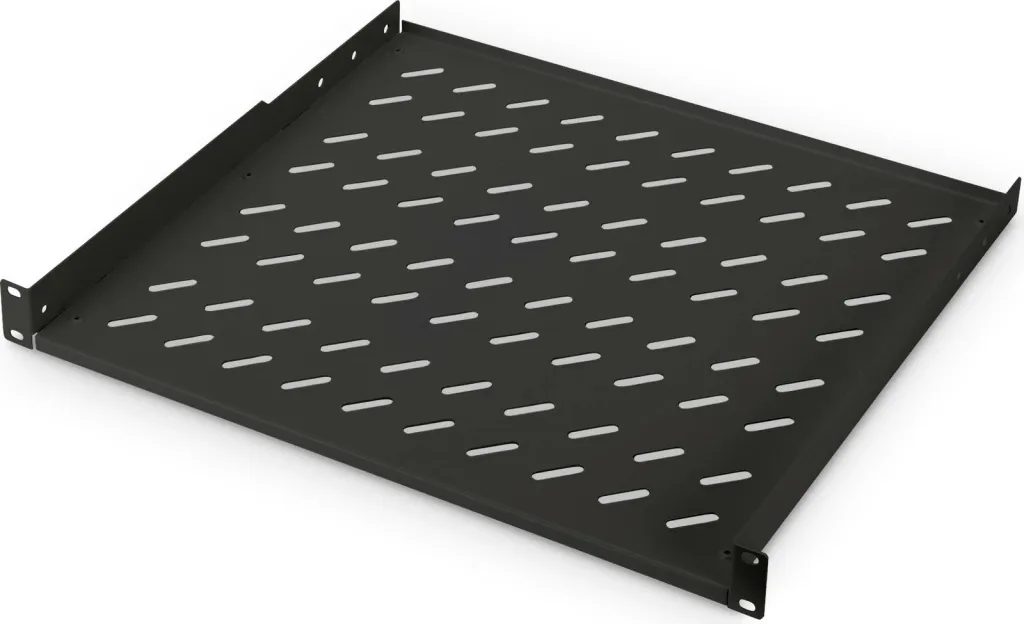 Raft perforuar Digitus 1HE, 400x44mm, ngjyrë e zezë, deri 15kg - 1