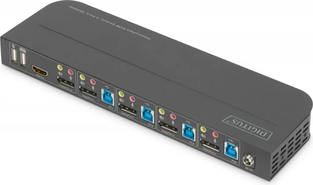 Switch KVM Digitus 4x1, DP dhe HDMI Out, USB 3.0, 4K 60Hz, i zi - 2