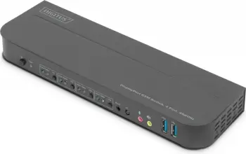 Switch KVM Digitus 4x1, DP dhe HDMI Out, USB 3.0, 4K 60Hz, i zi