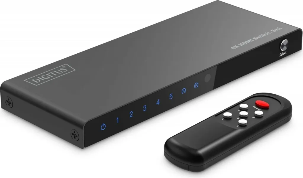 Switch HDMI Digitus 4K, 5x1, HDMI, Micro-USB, Metal, Zi - 1