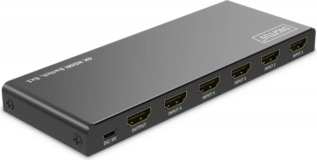Switch HDMI Digitus 4K, 5x1, HDMI, Micro-USB, Metal, Zi - 2