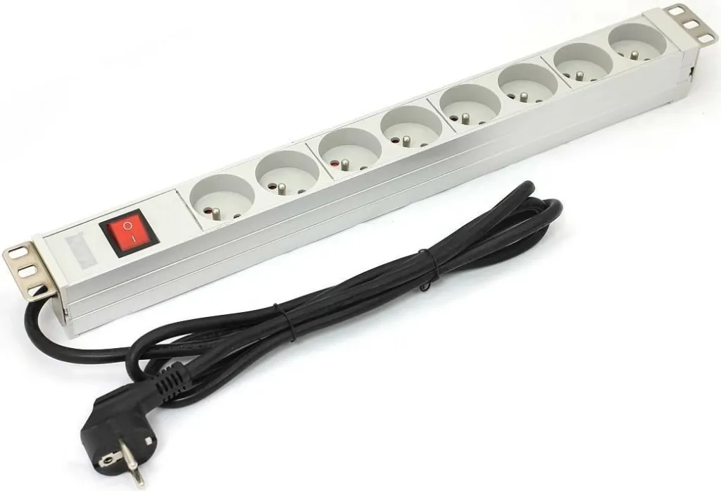 Kabllo vazhduese Digitus A‑19‑STRIP‑2‑IMP, 1,8 m, 8 hyrje Schuko, 16 A, e bardhë - 1
