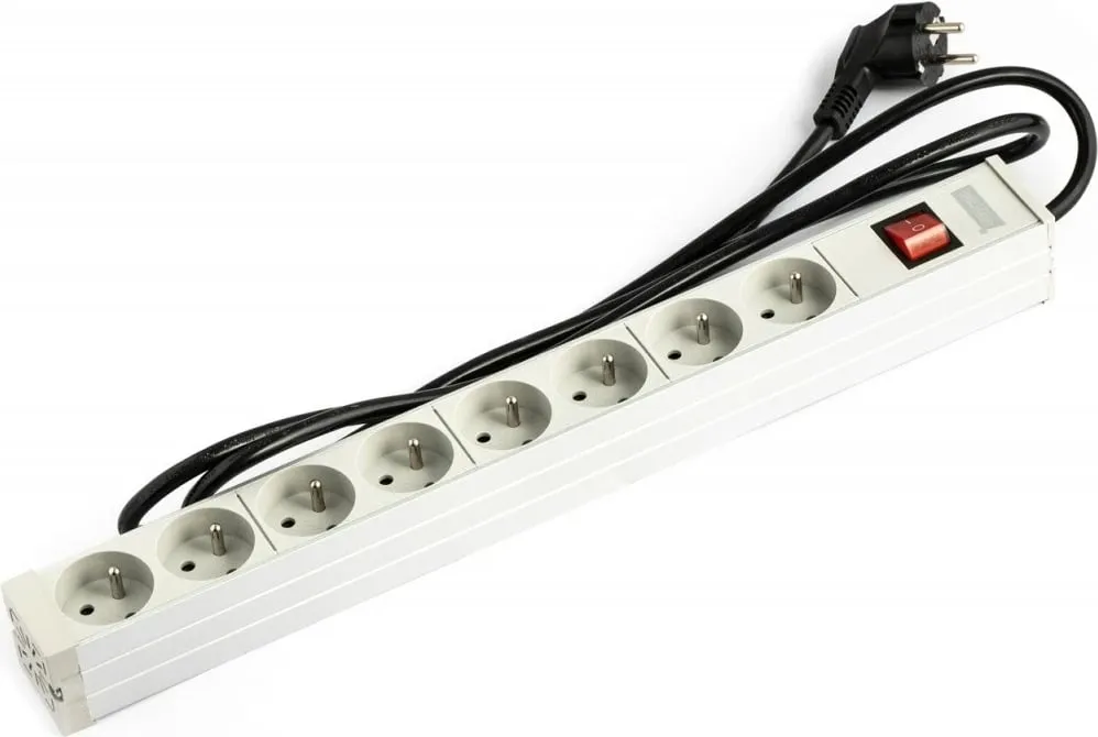 Kabllo vazhduese Digitus A‑19‑STRIP‑2‑IMP, 1,8 m, 8 hyrje Schuko, 16 A, e bardhë - 2