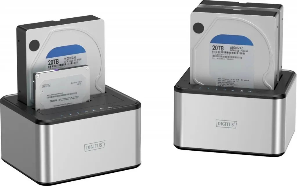 Docking station Digitus USB 2x 2.5/3.5 SATA, zi/bardhë - 2