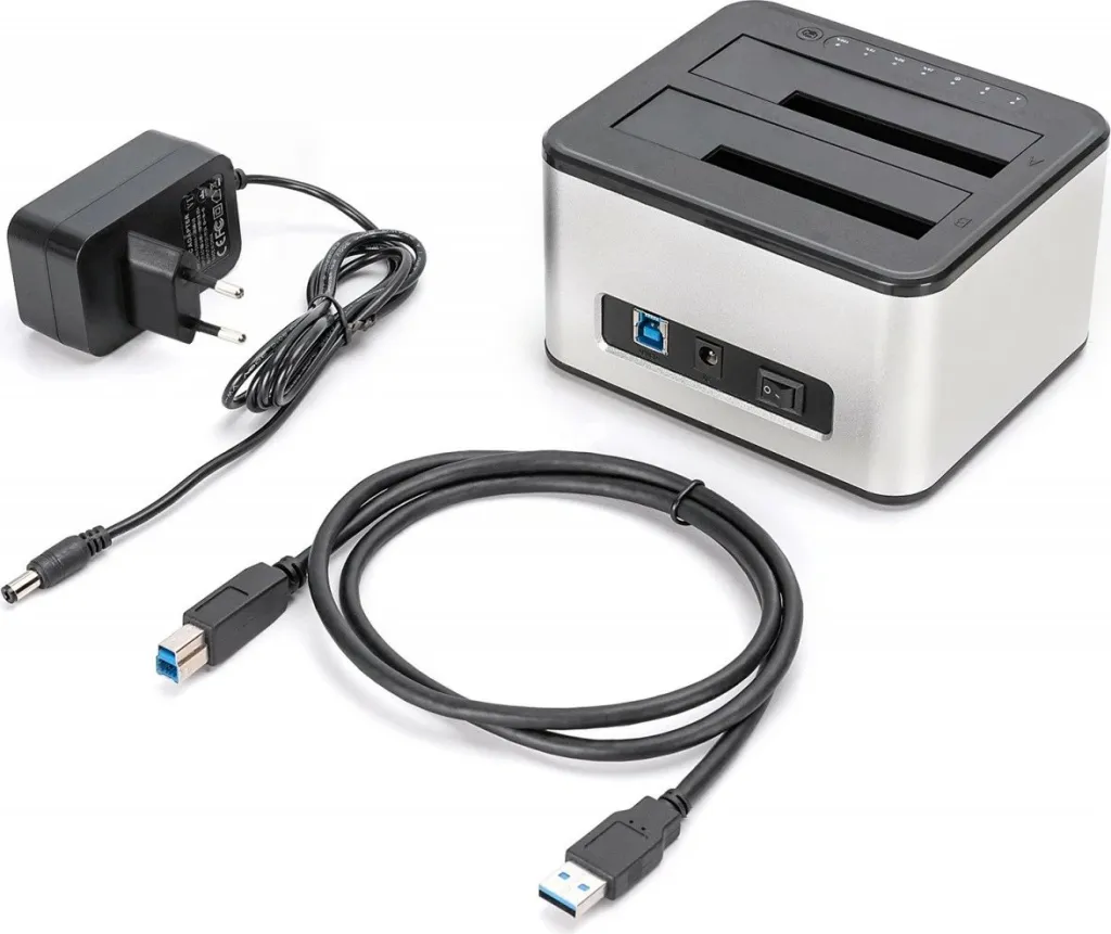 Docking station Digitus USB 2x 2.5/3.5 SATA, zi/bardhë - 6