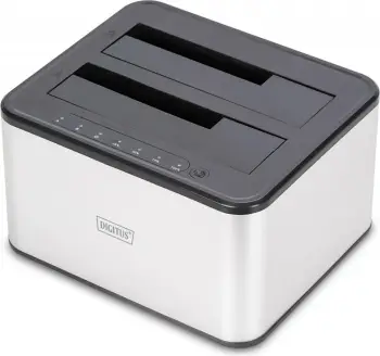 Docking station Digitus USB 2x 2.5/3.5 SATA, zi/bardhë