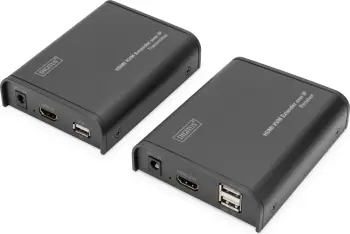 Set HDMI KVM IP Digitus, Transmetues dhe pranues, me kabllo, 80 m, Cat5, Cat5e, Cat6, 1920 x 1080 piksela, E zezë