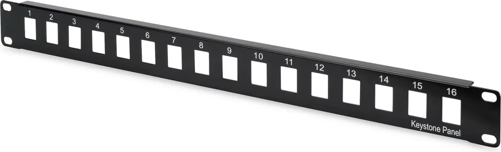 Panel patch modular Digitus 16-portë, SPCC, rack 1U, zi - 1