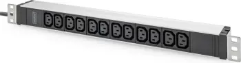 Listë prizash Digitus PDU 1U, 12x C13, 16A, alumini