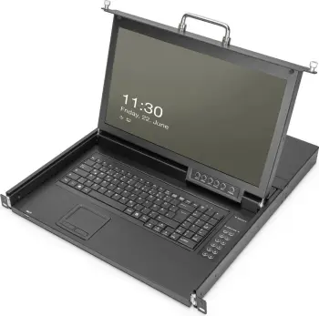 KVM Console Digitus 17 inç, Full HD, tastierë gjermane, rack 1U, e zezë