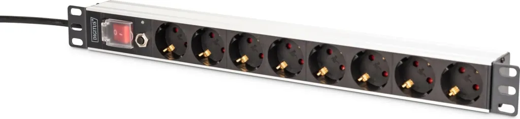 Prizë rack Digitus 8-porte 19 inch, 2m, alumini, e zezë - 1