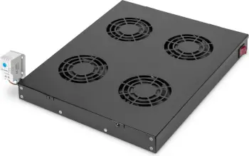 Njësi ventilimi Digitus, panel i ajrosur, 4 ventilatorë, 483mm, e zezë