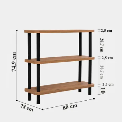 Raft librash Hanah Home, Step, ngjyrë e zezë dhe Atlantic Pine - 6