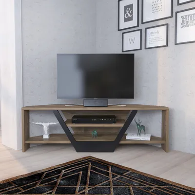 Komodinë për TV Sares, arrë, zezë - 2