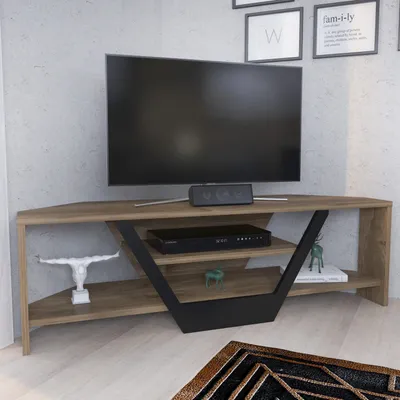 Komodinë për TV Sares, arrë, zezë - 3