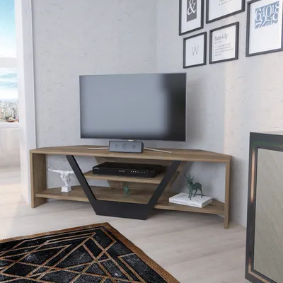 Komodinë për TV Sares, arrë, zezë - 4
