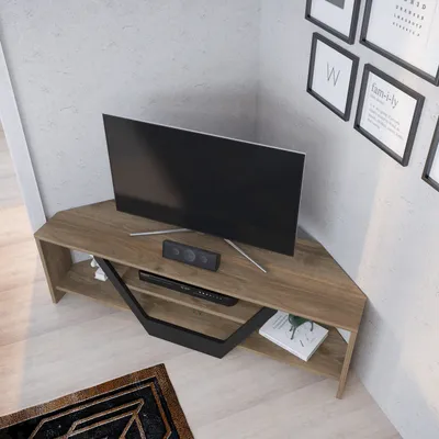 Komodinë për TV Sares, arrë, zezë - 5