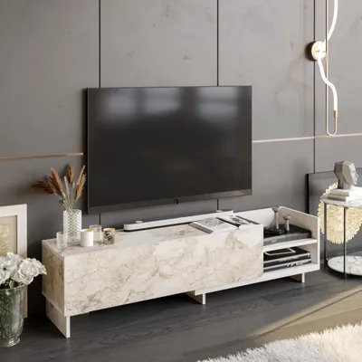 Komodinë për TV Parion, bardhë - 3
