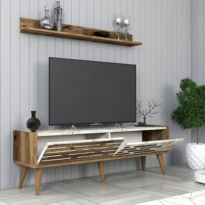 Njësi TV Valensiya 140, arrë, mermer i bardhë - 4