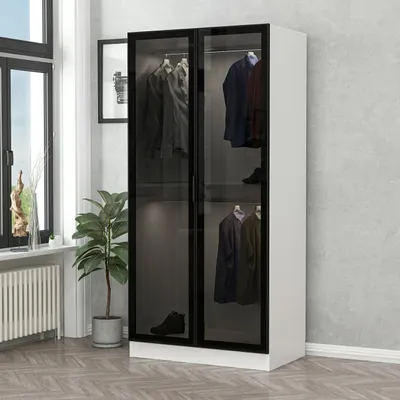 Dollap Rrobash Kale Glass Black, zezë, bardhë - 2