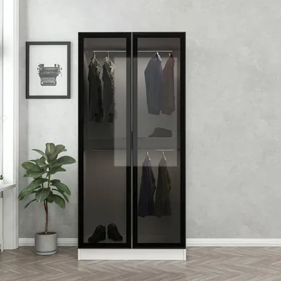 Dollap Rrobash Kale Glass Black, zezë, bardhë - 3