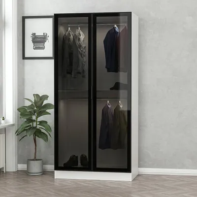 Dollap Rrobash Kale Glass Black, zezë, bardhë - 4