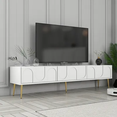 Komodë TV Hanah Home, Lyon 43, e bardhë, e artë - 2