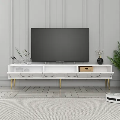 Komodë TV Hanah Home, Lyon 43, e bardhë, e artë - 3