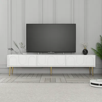 Komodë TV Hanah Home, Lyon 43, e bardhë, e artë - 4
