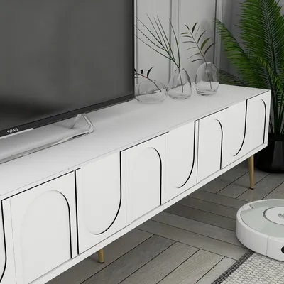 Komodë TV Hanah Home, Lyon 43, e bardhë, e artë - 5