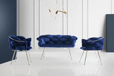 Set Divanesh Balon, kaltër marinë, krom - 2