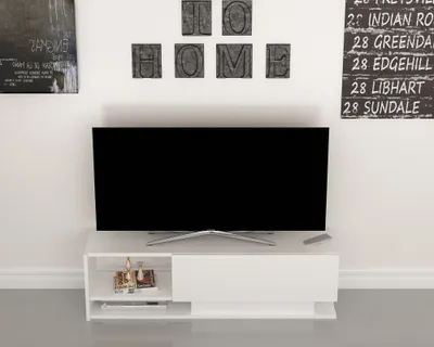 Komodinë për TV Damla, bardhë - 4