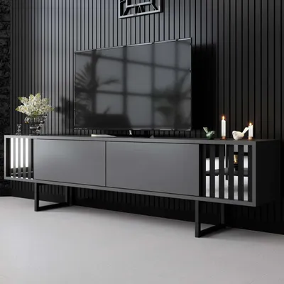 Komodë televizori Hanah Home, Chrome Line, antracit, e zezë - 2