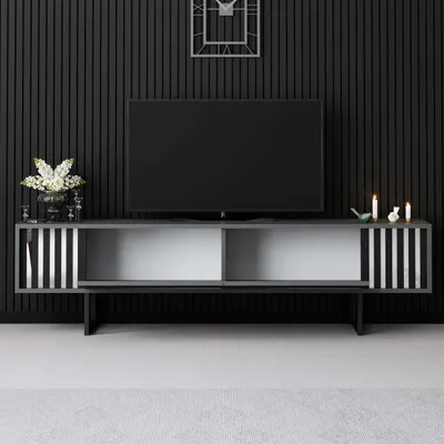 Komodë televizori Hanah Home, Chrome Line, antracit, e zezë - 4