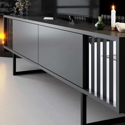 Komodë televizori Hanah Home, Chrome Line, antracit, e zezë - 5